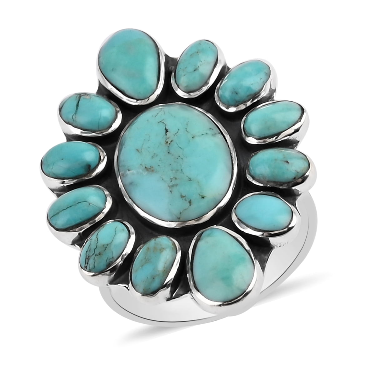 Santa Fe Style 925 Sterling Silver Turquoise Band Ring Southwest Jewelry Ct 1 