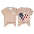 thumbnail image 2 of Hauts d'Été pour Femmes, Tenues de 4 Juillet 2024, Mode Féminine, Col Rond, Manches Courtes, Imprimé Drapeau Américain, Beige, 2 of 3