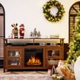 thumbnail image 4 of Gymax 58'' Fireplace TV Stand W/18'' 1500W Electric Fireplace up to 65'' Walnut, 4 of 10