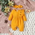 thumbnail image 3 of RUTAYY Children Boys Girls Jumpsuits Autumn Winter Double Layer Crepe with Waistband and Long Pants Headband Travel Elegant Romper, 3 of 9