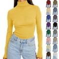 thumbnail image 1 of QATAINLAV Chandails à Col Roulé Roses pour Femmes à Manches Longues Automne Mode Basique Superposition Coupe Ajustée Doux sous-Vêtements Thermiques Hauts, 1 of 8