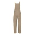 thumbnail image 3 of Women's Cotton Linen Overalls Long Baggy Casual Romper Jumpsuit with Pockets Wide Leg Plus Size Summer Casual Outfit Workwear Vacation Wear Khaki S-2XL, 3 of 3