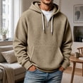 thumbnail image 2 of IWRICH Men's Hoodies Pullover Quarter Zip Casual Long Sleeve Drawstring Waffle Knit Hooded Sweatshirt with Pocket Khaki XXXXL, 2 of 4