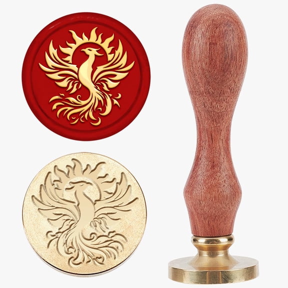 Phoenix Sun Wax Seal Stamp 25mm Fire Bird Animal Sealing Wax Stamps Retro Removable Brass Head with Wood Handle