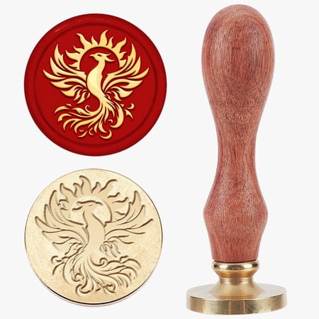 Phoenix Sun Wax Seal Stamp 25mm Fire Bird Animal Sealing Wax Stamps Retro Removable Brass Head with Wood Handle