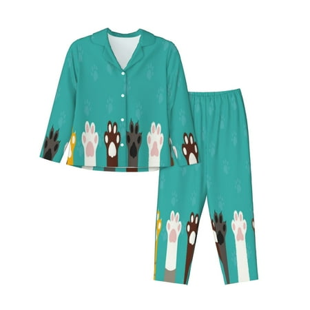 Naloa Cute Cat Paw And Dog Pajamas for Women Set  Womens Pajama Sets  Lounge Sets for Women  2pjs for Women-Small