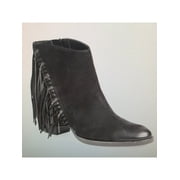 DOLCE VITA Womens Black Chain Fringed Padded Juneau Round Toe Block Heel Zip-Up Leather Booties 11