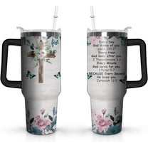 Christian Tumbler Inspiration Christian Gift for Women, Bible Verse Religious Coffee Cup, Religious Gifts For Mom Sister Grandma, 40 Oz Stainless Steel Tumbler With Handle & Straw