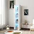 thumbnail image 3 of GAKMCIL Side Cabinet with Aluminum Strip Lamp, 4 Shelf Glass Display Cabinets & bookcase with Dimmable LED for Living Room, Bedroom, Office, Large Storage Space (White) (15.75"L * 11.42"W * 66.93"H), 3 of 18