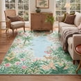 thumbnail image 2 of KUETH 2x3 Machine Washable Modern Floral Accent Rug, Soft Low Pile Non Slip Backing Rug, TEAL BLOOM Rug for Entryway Bedroom Kitchen, 2 of 5