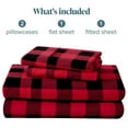 thumbnail image 6 of King Sheet Set - Luxury 1800 Ultra-Soft Microfiber King Bed Sheets - Double Brushed - Deep Pockets - 4 Piece Set - Bedding Sheets & Pillowcases (King, Buffalo Plaid - Red/Black), 6 of 8