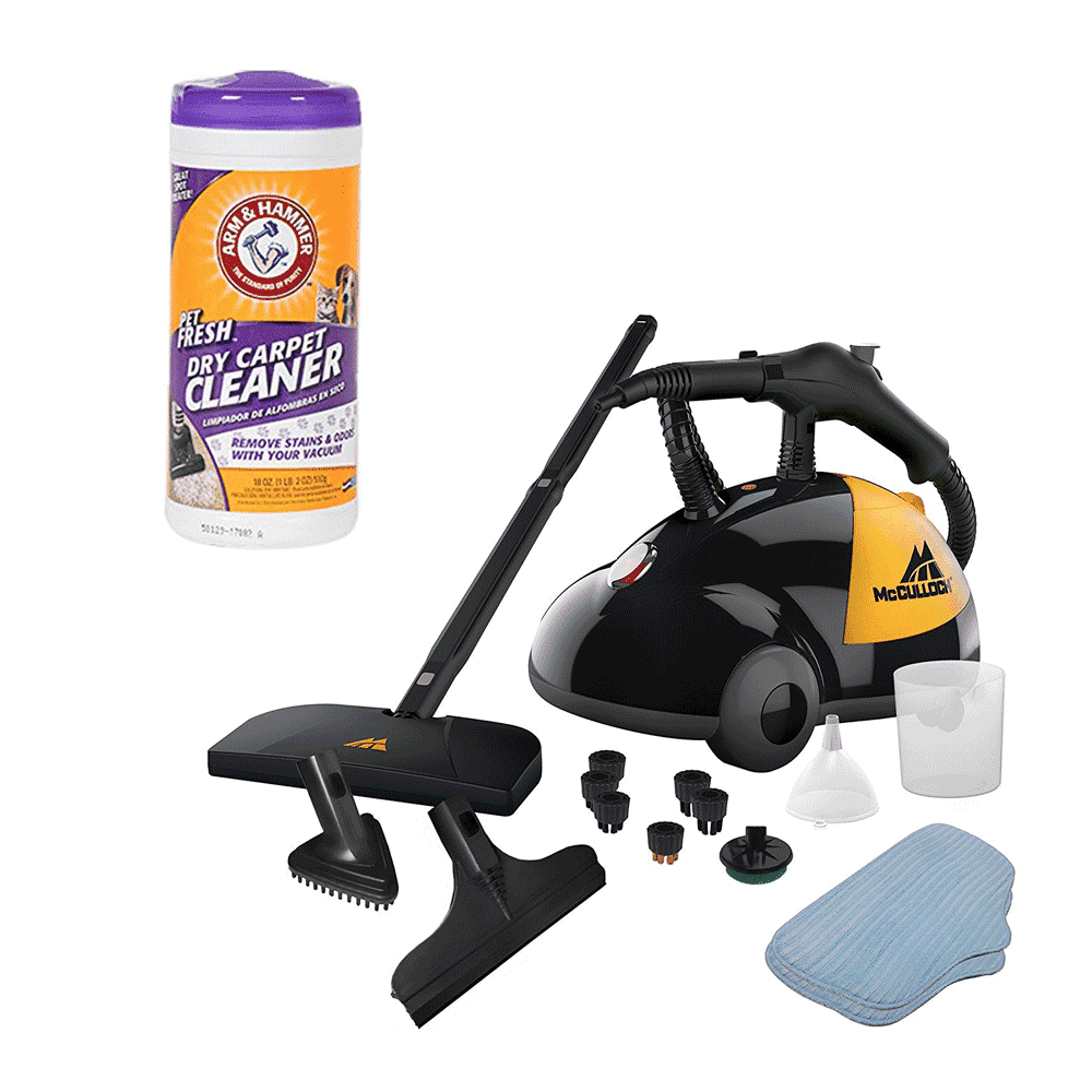 McCulloch Handheld Steam Cleaner & Arm & Hammer Pet Fresh Dry Carpet