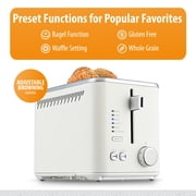 Toastmaster 2-Slice Multi-Function Toaster - Star White with Lever and Dial Controls, Extra Wide Slots, High Rise Toast Lift and Gluten Free Setting, 900W