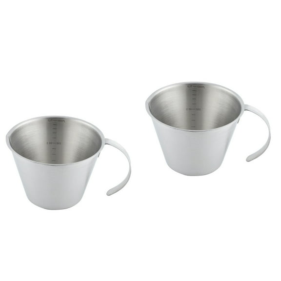 2 Pcs Measurements Cups Stainless Steel Measuring with Scale