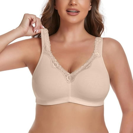 Flash Deal Getqian Bras for Women No Underwire Women s Wireless Plus Size Lace Bra Full Coverage Unlined Cotton Bra Push Up Bras for Women Plus Size Bras for Women Clearance sale