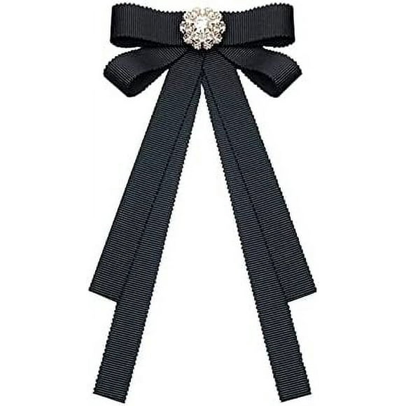 Elegant Simple Pearl Bow Tie Shirt Collar Pin Black Female Ribbon Fabric Lace Bowtie Brooch Fashion Student School Clothing Accessories for Women Wedding Party (Color : 7)