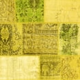 thumbnail image 1 of Ahgly Company Machine Washable Indoor Square Patchwork Yellow Transitional Area Rugs, 5' Square, 1 of 4