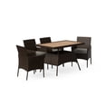 thumbnail image 5 of Teamson Home Outdoor 5-Piece PE Rattan & Acacia Wood Dining Set with Four Chairs and Table, 5 of 11