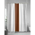 thumbnail image 5 of Shower Curtains for Bathroom-66"x72", Minimalist Rustic Boho Ethnic Art Waterproof Bath Curtain Grommet Shower Curtain Set with Hooks, Modern Brown Stripe on White Washable Bath Accessories, 5 of 6