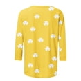 thumbnail image 4 of St. Patrick's Day T-Shirt for Women Classic Small Shamrock Pattern Three Quarter Sleeve Crewneck Relaxed Fit Festive Holiday Graphic Top, 4 of 5