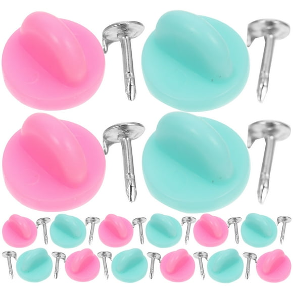 MasteelfCA 100 Pcs Capuchons de Badge Ronds Capuchons en Plastique Capuchons en Caoutchouc Attaches en Cuivre Vierges avec Embrayage Dos à Épingles en Caoutchouc