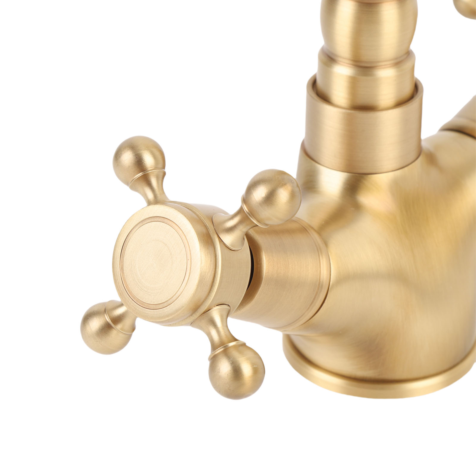 YAHHU Basin Faucet Short Brass Double Handle Cold Hot Water Swivel Sink Faucet for Kitchen Bathroom European Antique Style (9.4 inches / 24 cm)