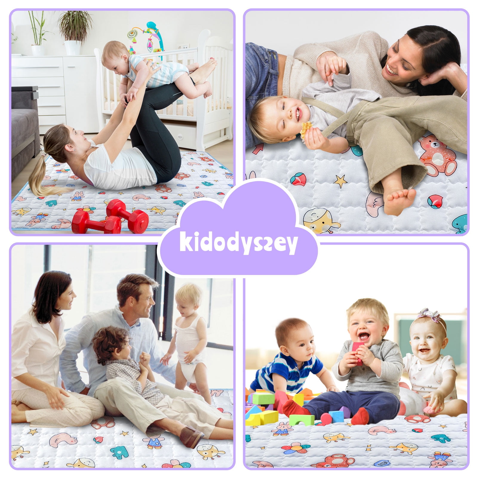 Kid Odyssey Baby Play Mats for Floor, 50" x 50" Play Mat for Playpen, Thicken Soft Padding Foam Playmats for Babies and Toddlers Infants, Foldable and Machine Washable Baby Crawling Mat