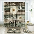 thumbnail image 6 of 4 Piece Shower Curtain Sets, Teal Daisies Butterfly with Non-Slip Rugs, Toilet Lid Cover and Bath Mat, for Bathroom Decor Set, 72" x 72", 6 of 6