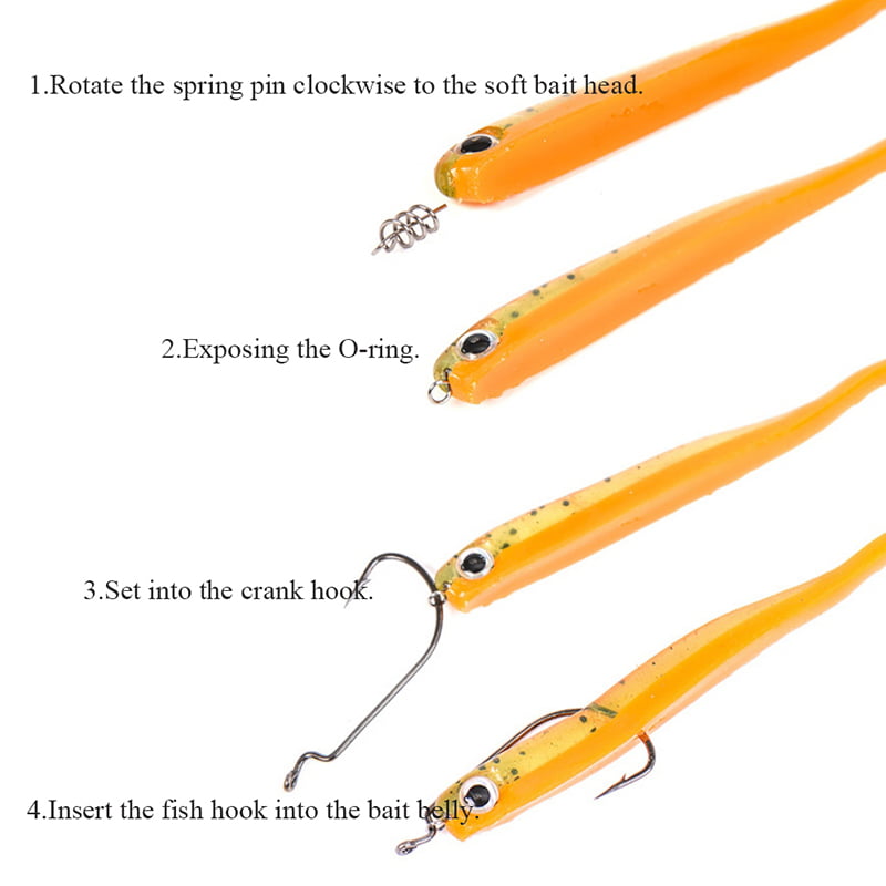 100x Soft Lure Baits Hook Pin Spring Fixed Lock Fishing Screw Needle Worm Nice 