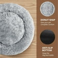 thumbnail image 3 of Calming Dog & Cat Bed for Small Dogs, Anti-Anxiety Donut Cuddler Cozy Soft Round Bed with Anti-Slip Bottom, Fluffy Faux Fur Plush Cushion Beds for Small Medium Dogs, 23"/Smoke Gray, 3 of 8