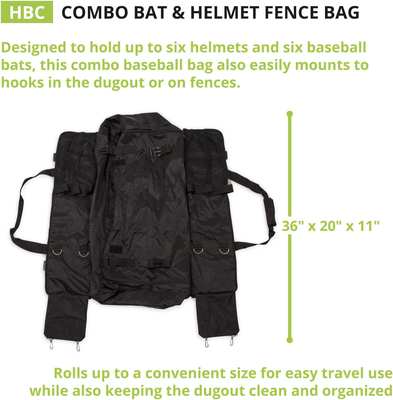 Champion Sports Baseball Bat and Helmet Bag - Champion Sports Hanging Dugout and Travel Bag for 6 Bats and 6 Helmets