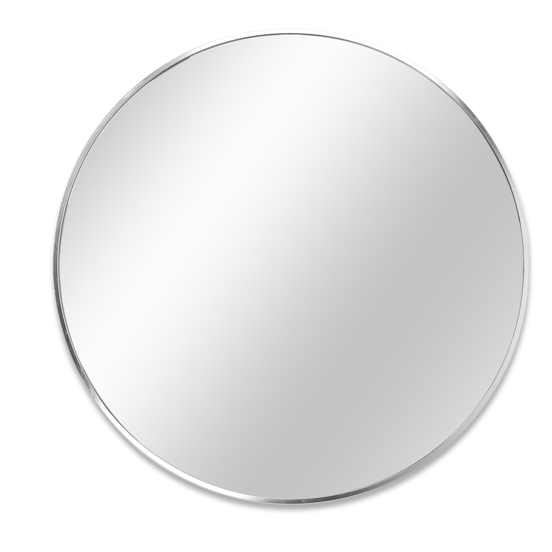 Kumji Round Mirror, Circle Mirror 32 Inch, Silver Round Wall Mirror