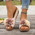 thumbnail image 2 of Yyuenw Women Square Toe 3D Flower Wedge Slide Sandals PU Open Toe Slip On Summer Shoes, 2 of 9