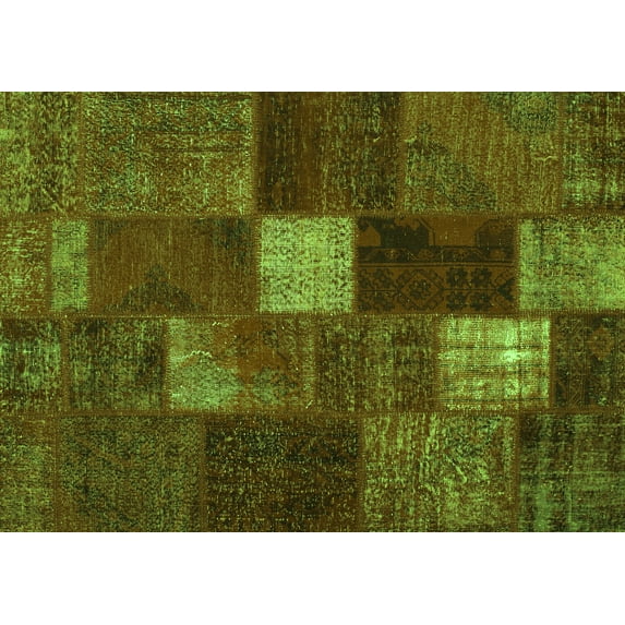 Ahgly Company Indoor Rectangle Patchwork Green Transitional Area Rugs, 5' x 7'