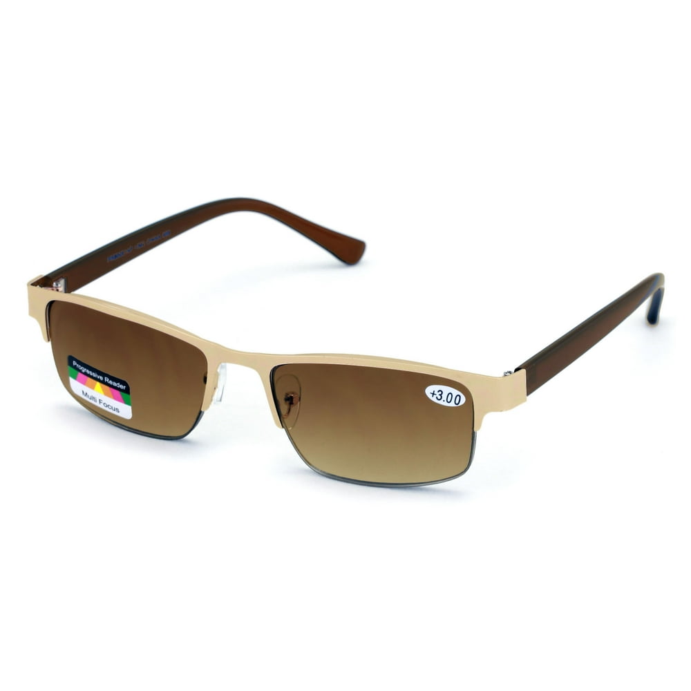 V W E Metal Rectangular No Line Progressive Trifocal Sunglasses