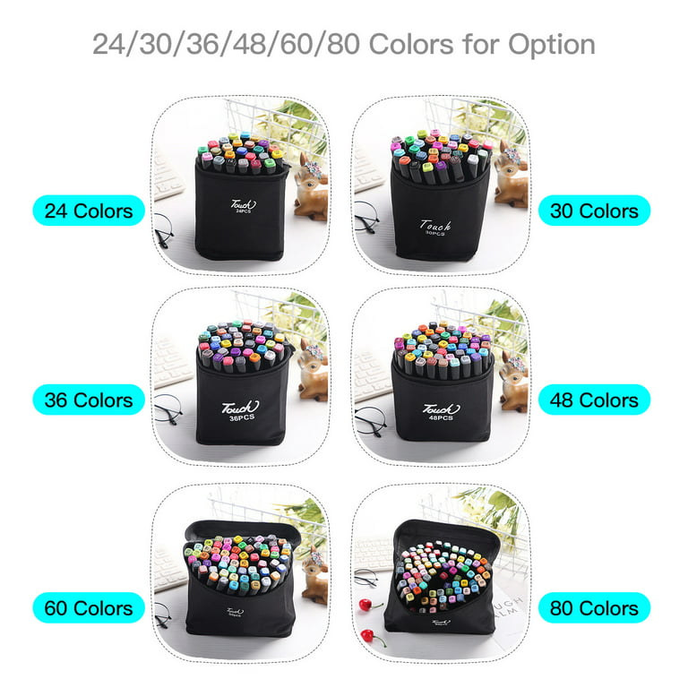 TOUCH 80 Colors Set Marker Pen Set Dual Head Color Art Markers Set + Carry  Bag