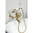 thumbnail image 2 of Kingston Brass CC549T7 Vintage 7-Inch Wall Mount Tub Faucet with Hand Shower, Brushed Brass, 2 of 7