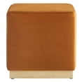 thumbnail image 3 of Tilden 17" Square Performance Velvet Upholstered Ottoman in Rust Natural, 3 of 9