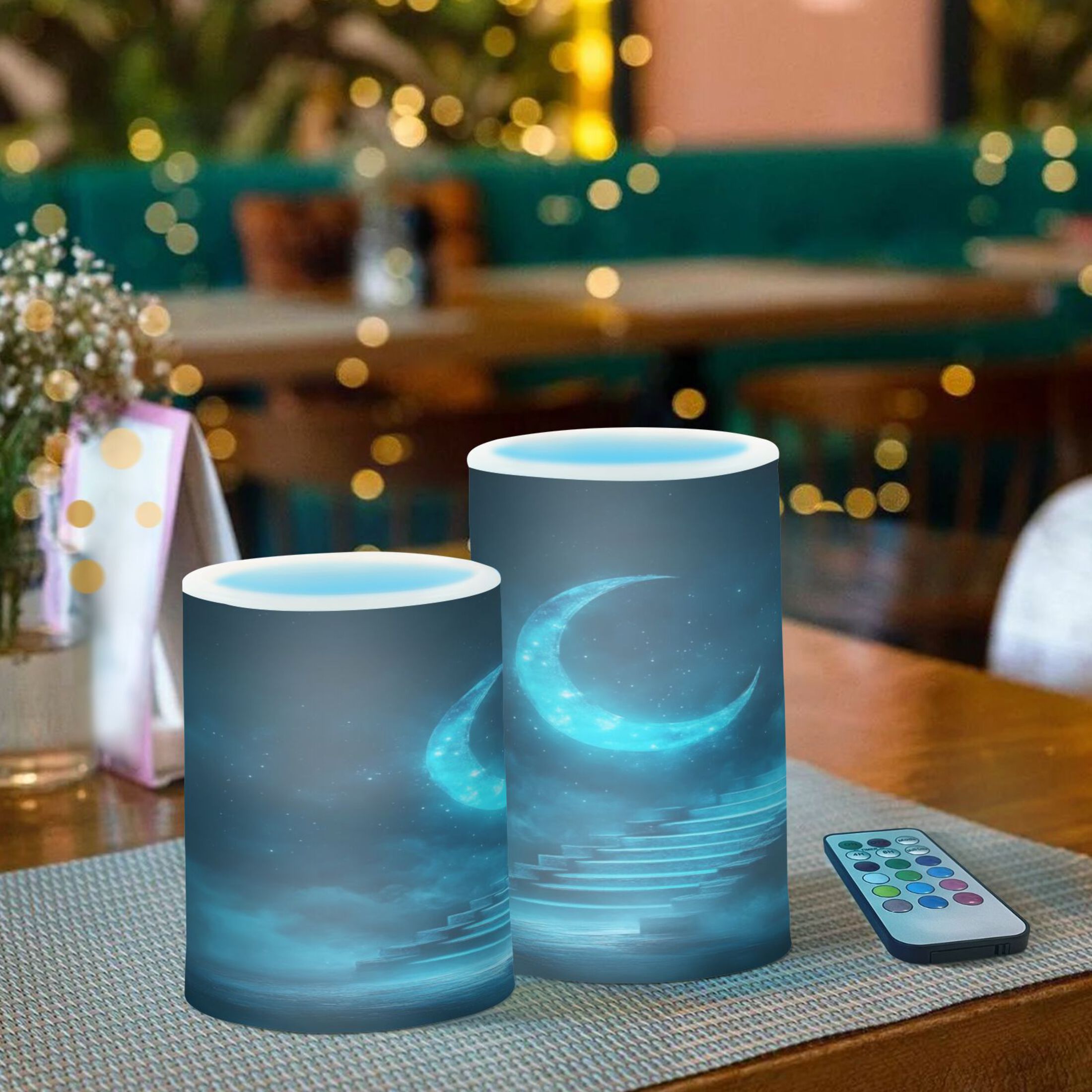 2 PCS Flameless Candles with Remote Timer LED Battery Operated Flickering Candle Light for Wedding Table Home Decoration Gifts Ethereal Moonlit Night Background