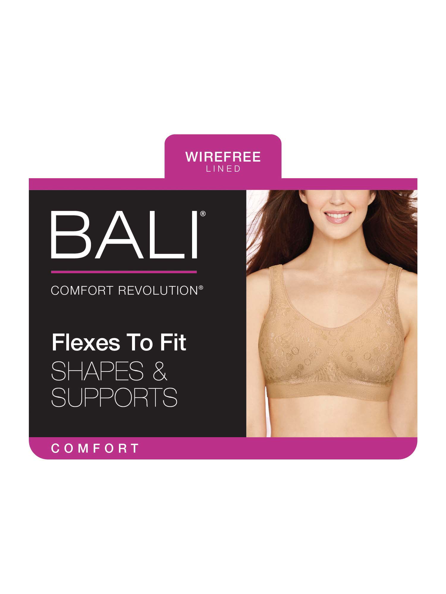 Bali Comfort Revolution ComfortFlex Fit Shaping Wireless Bra Light Beige  2XL Women's 