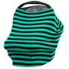 JLIKA Baby Car Seat Canopy Cover and Stretchy Nursing Cover - Teal Black Stripe