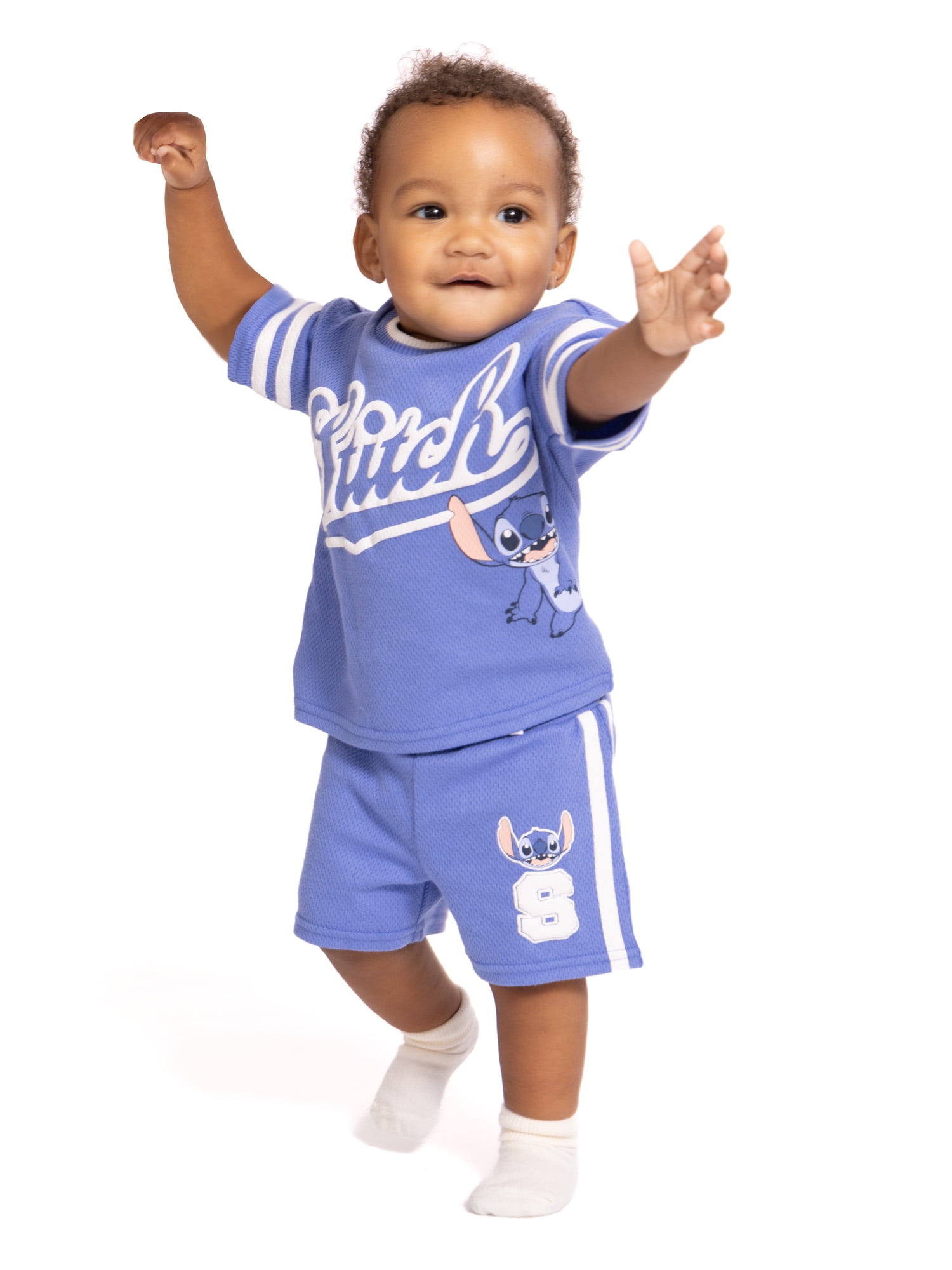 Stitch Baby Boys Athletic Graphic Tee and Shorts Set, 2-Piece, Sizes 0/3M-24M