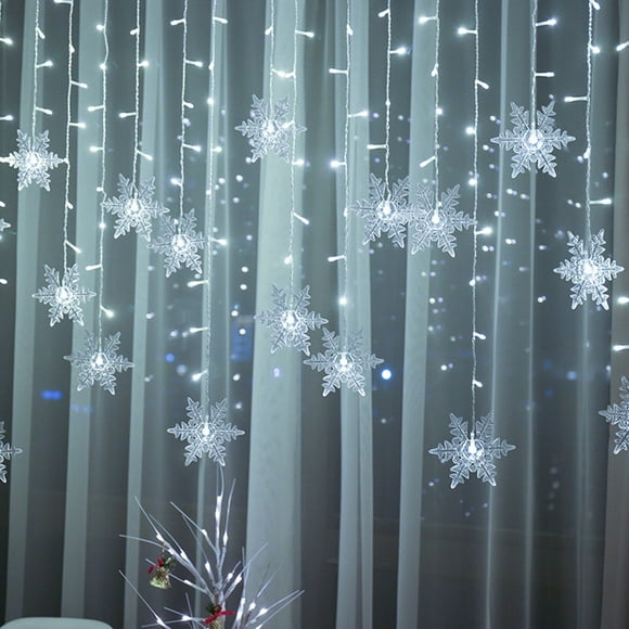 Cocomy 96 LED Snowflake Curtain String Lights Memory 8 Modes Christmas Flashing Lights Connectable Wave Xmas Fairy Light Decoration