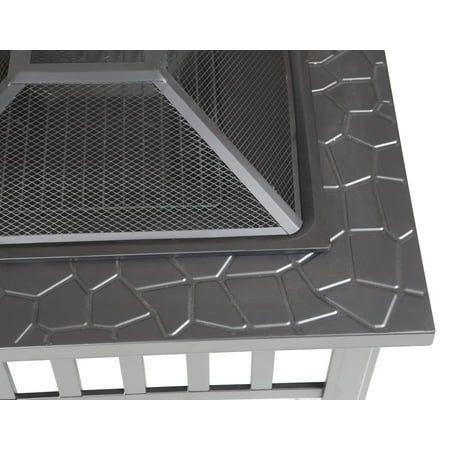 Fire Sense - Stonemont Square Fire Pit - black