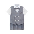 thumbnail image 3 of Baby Boys Gentleman Sets 4 Piece Outfits Vest + Pants + Tie + Shoulder Strap Summer Clothing Sets Gray 11-12 Years, 3 of 6