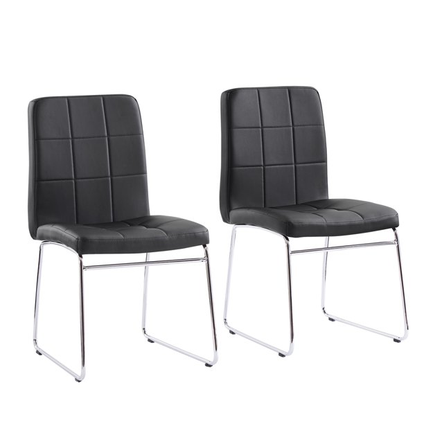 Nopurs Dining Chairs Set of 2,Black Faux Leather Dining Room Chairs