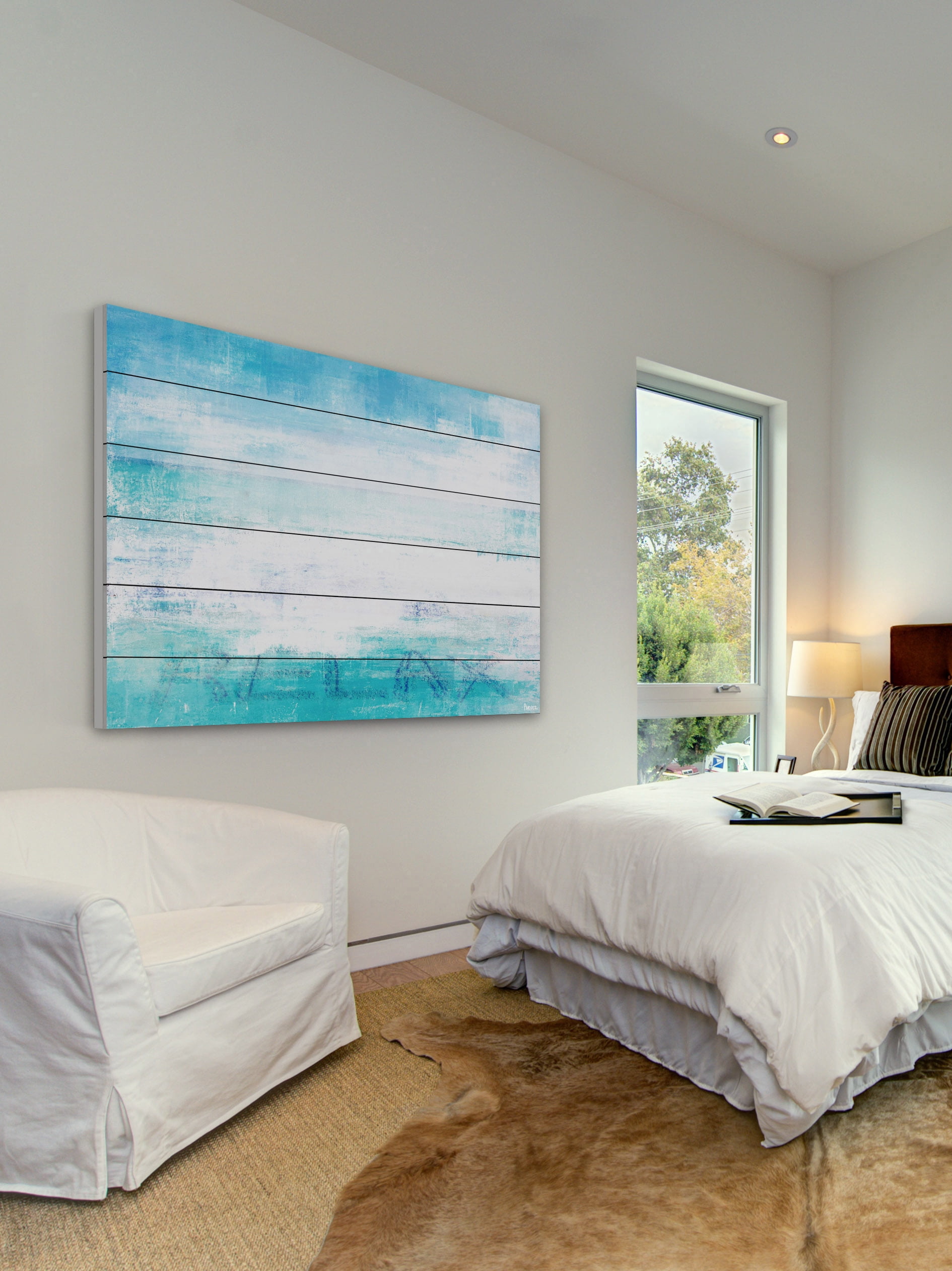 "Relaxation" Painting Print on White Wood