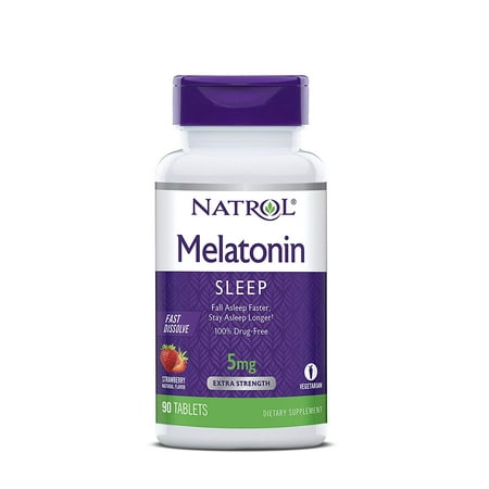 Natrol Melatonin Fast Dissolve Tablets Strawberry Flavor 5mg 90/BTL (Pack of 4)