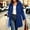 Blue, variant on Women's Faux Suede Coat Pea Coat Hooded Button Down Mid-Length Drawstring Long Sleeve with Pockets Casual Fall Winter Daily Wear