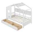 thumbnail image 6 of Harper & Bright Designs Twin Size House Bed with Roof and Window, Wooden Daybed Frame with Shelves and 2 Drawers for Girls Boys, White, 6 of 13